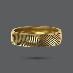 9K Gold Men's Fingerprint Ring