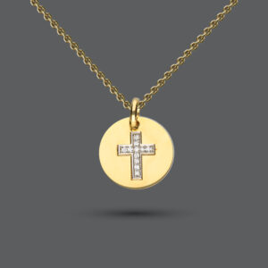 Cross Diamond Disc Necklace