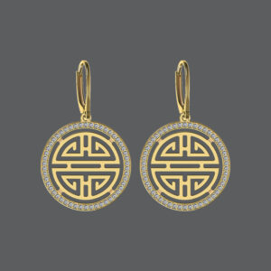 Diamond Double Happiness Earrings