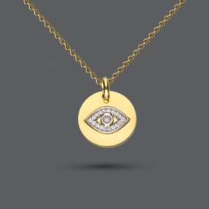 Evil Eye Diamond Disc Necklace