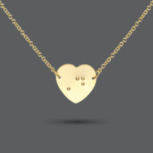 Gold Braille Initial Heart Necklace