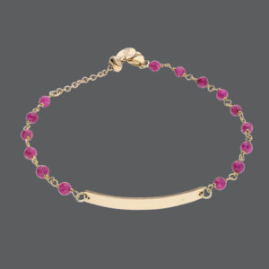 Gold Engravable Bar Ruby Bracelet
