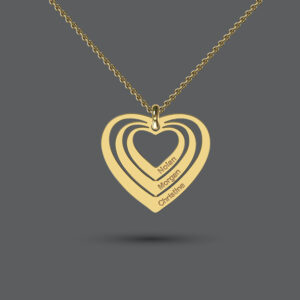 Gold Engraved Triple Heart Necklace