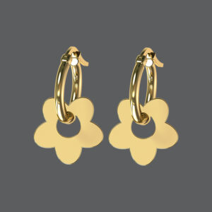 Gold Flower Hoop Earrings