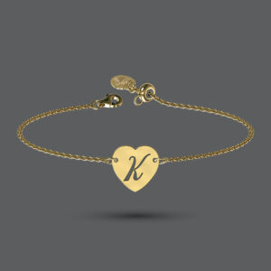 Gold Heart Initial Bracelet