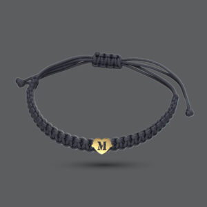 Gold Heart Initial Corded Bracelet