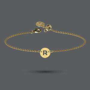 Gold Initial Disc Bracelet