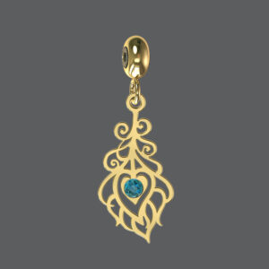Gold Peacock Feather Charm