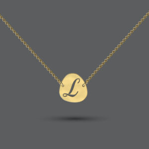 Gold Pebble Initial Necklace