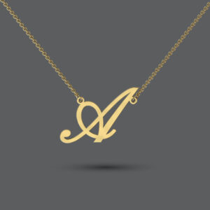 Gold Script Initial Necklace