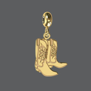 Gold Silver Cowboy Boots Charm