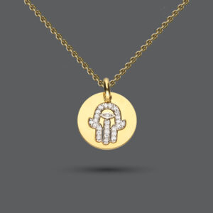 Hamsa Diamond Disc Necklace
