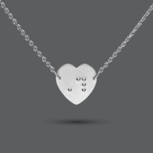 Silver Braille Initial Heart Necklace