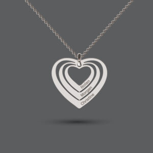 Silver Engraved Triple Heart Necklace