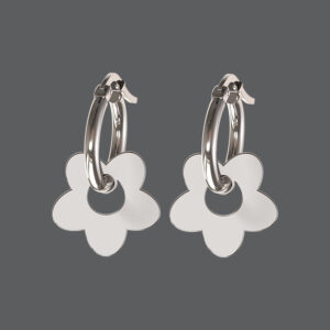 Silver Flower Hoop Earrings