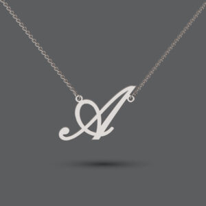 Silver Script Initial Necklace