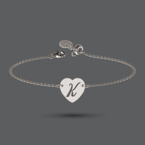 Sterling Silver Heart Initial Bracelet