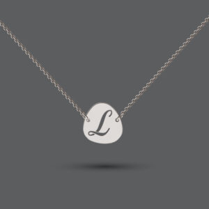 Sterling Silver Pebble Initial Necklace