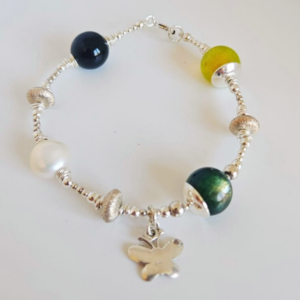 Amethyst Forge – Lepidolite, Agate & Pearl Bracelet